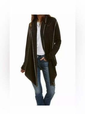 Johnny Was Calme’ Draped Cardigan, Fleece, Black, Women’s Medium